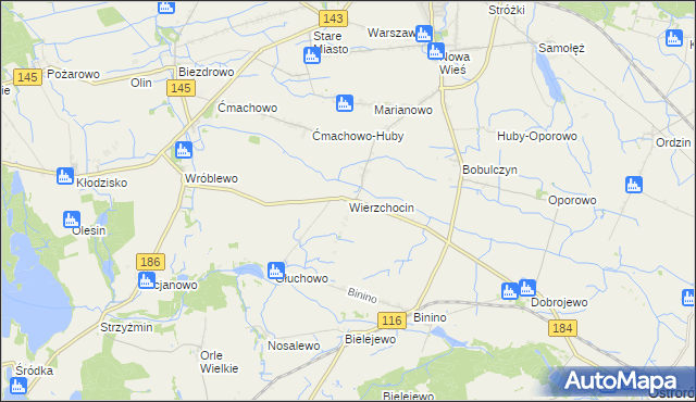 mapa Wierzchocin, Wierzchocin na mapie Targeo
