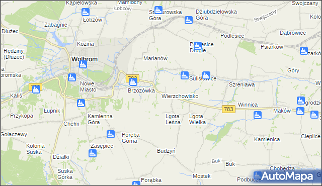 mapa Wierzchowisko gmina Wolbrom, Wierzchowisko gmina Wolbrom na mapie Targeo