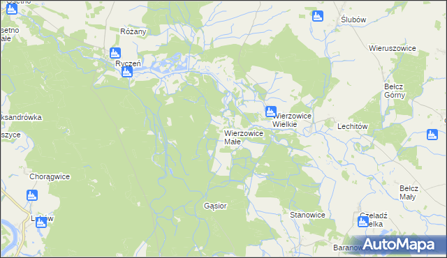 mapa Wierzowice Małe, Wierzowice Małe na mapie Targeo