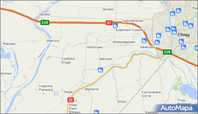mapa Wikrowo gmina Gronowo Elbląskie, Wikrowo gmina Gronowo Elbląskie na mapie Targeo