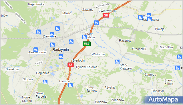 mapa Wiktorów gmina Radzymin, Wiktorów gmina Radzymin na mapie Targeo