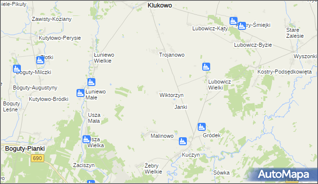 mapa Wiktorzyn gmina Klukowo, Wiktorzyn gmina Klukowo na mapie Targeo