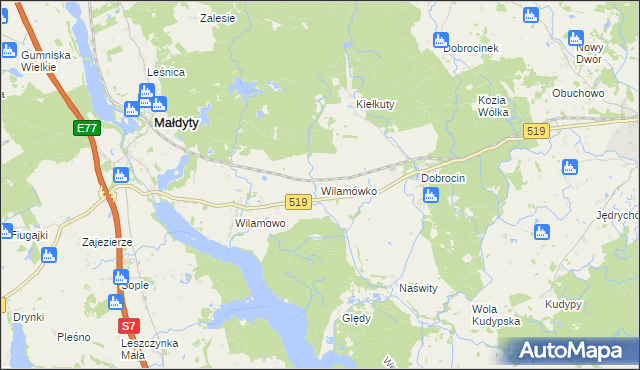 mapa Wilamówko, Wilamówko na mapie Targeo