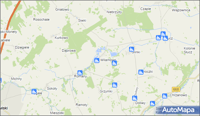 mapa Wilamowo gmina Przytuły, Wilamowo gmina Przytuły na mapie Targeo
