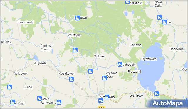 mapa Wilcze gmina Srokowo, Wilcze gmina Srokowo na mapie Targeo