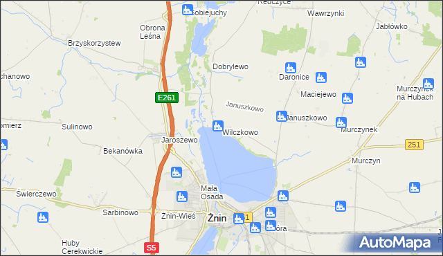 mapa Wilczkowo gmina Żnin, Wilczkowo gmina Żnin na mapie Targeo