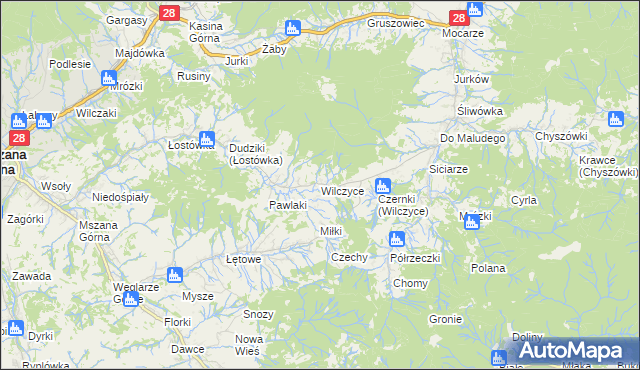 mapa Wilczyce gmina Dobra, Wilczyce gmina Dobra na mapie Targeo