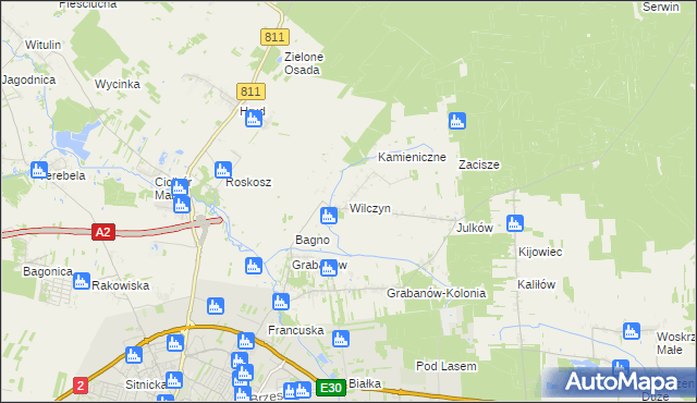 mapa Wilczyn gmina Biała Podlaska, Wilczyn gmina Biała Podlaska na mapie Targeo
