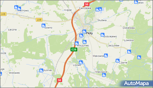 mapa Wilczyniec gmina Płoty, Wilczyniec gmina Płoty na mapie Targeo