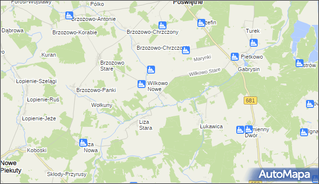 mapa Wilkowo Stare, Wilkowo Stare na mapie Targeo