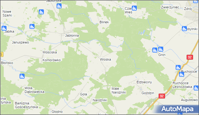 mapa Wioska gmina Rakoniewice, Wioska gmina Rakoniewice na mapie Targeo