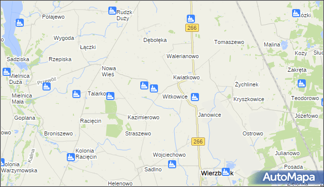 mapa Witkowice gmina Wierzbinek, Witkowice gmina Wierzbinek na mapie Targeo