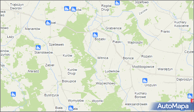 mapa Witnica gmina Rzgów, Witnica gmina Rzgów na mapie Targeo