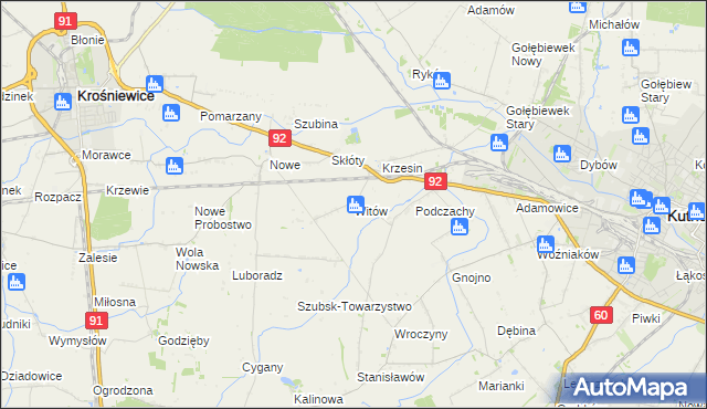 mapa Witów gmina Krośniewice, Witów gmina Krośniewice na mapie Targeo