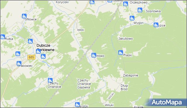 mapa Witowo gmina Dubicze Cerkiewne, Witowo gmina Dubicze Cerkiewne na mapie Targeo