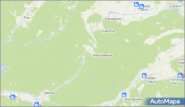 mapa Władysławów gmina Dzwola, Władysławów gmina Dzwola na mapie Targeo