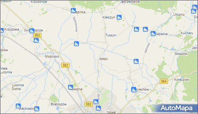 mapa Włóki gmina Dzierżoniów, Włóki gmina Dzierżoniów na mapie Targeo