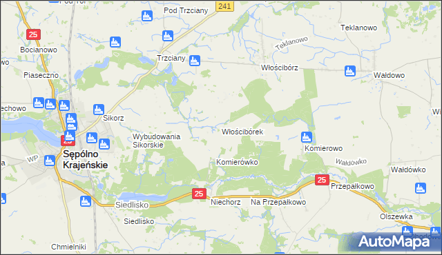 mapa Włościbórek, Włościbórek na mapie Targeo