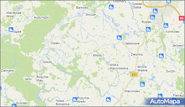 mapa Włosty gmina Gołdap, Włosty gmina Gołdap na mapie Targeo