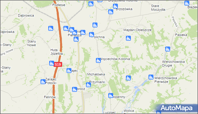 mapa Wojciechów-Kolonia, Wojciechów-Kolonia na mapie Targeo