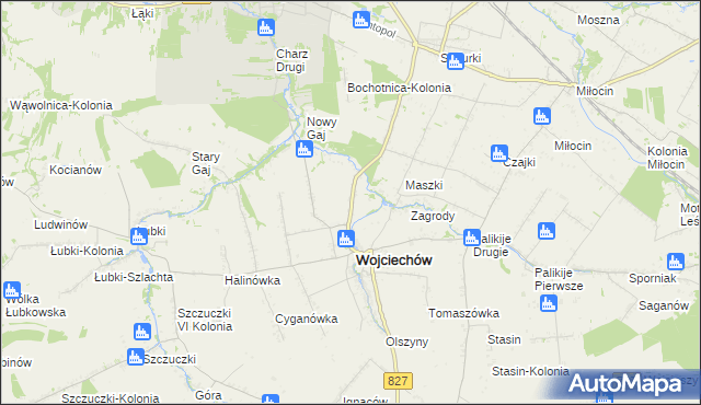 mapa Wojciechów-Kolonia Piąta, Wojciechów-Kolonia Piąta na mapie Targeo