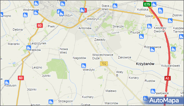 mapa Wojciechowice Duże, Wojciechowice Duże na mapie Targeo