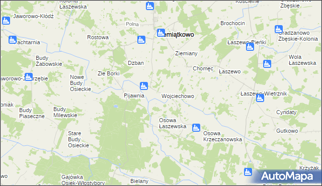 mapa Wojciechowo gmina Siemiątkowo, Wojciechowo gmina Siemiątkowo na mapie Targeo