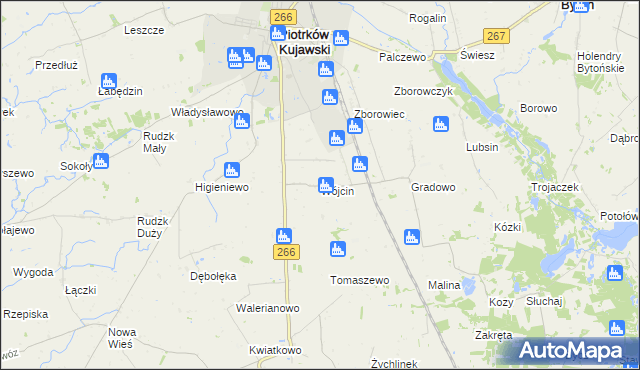 mapa Wójcin gmina Piotrków Kujawski, Wójcin gmina Piotrków Kujawski na mapie Targeo