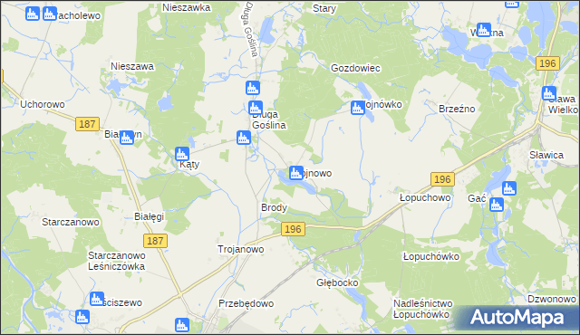 mapa Wojnowo gmina Murowana Goślina, Wojnowo gmina Murowana Goślina na mapie Targeo