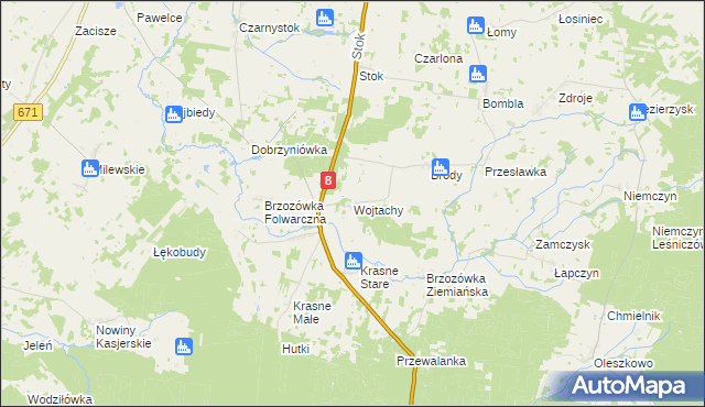 mapa Wojtachy, Wojtachy na mapie Targeo