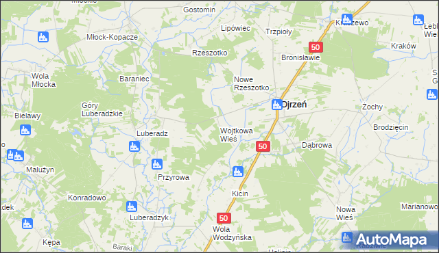 mapa Wojtkowa Wieś, Wojtkowa Wieś na mapie Targeo