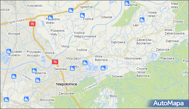 mapa Wola Batorska, Wola Batorska na mapie Targeo