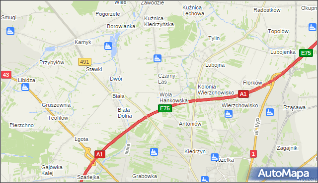 mapa Wola Hankowska, Wola Hankowska na mapie Targeo