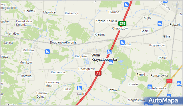 mapa Wola Krzysztoporska, Wola Krzysztoporska na mapie Targeo