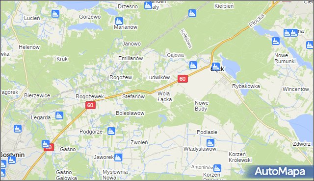 mapa Wola Łącka, Wola Łącka na mapie Targeo