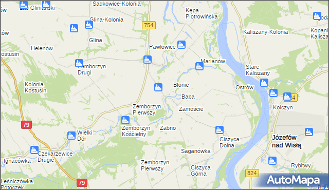 mapa Wola Pawłowska gmina Solec nad Wisłą, Wola Pawłowska gmina Solec nad Wisłą na mapie Targeo