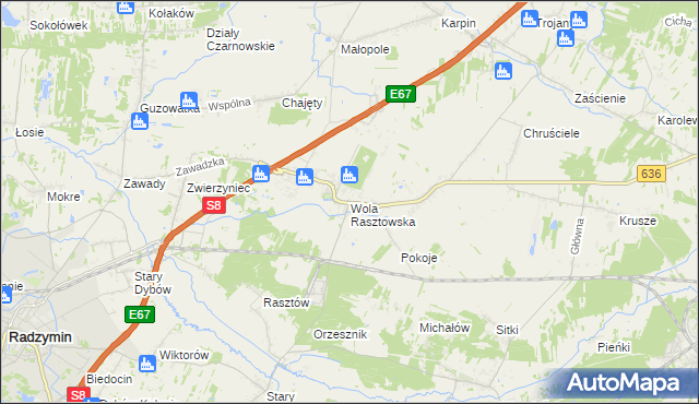 mapa Wola Rasztowska, Wola Rasztowska na mapie Targeo