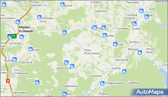 mapa Wola Rusinowska, Wola Rusinowska na mapie Targeo