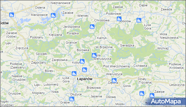 mapa Wola Wieruszycka, Wola Wieruszycka na mapie Targeo