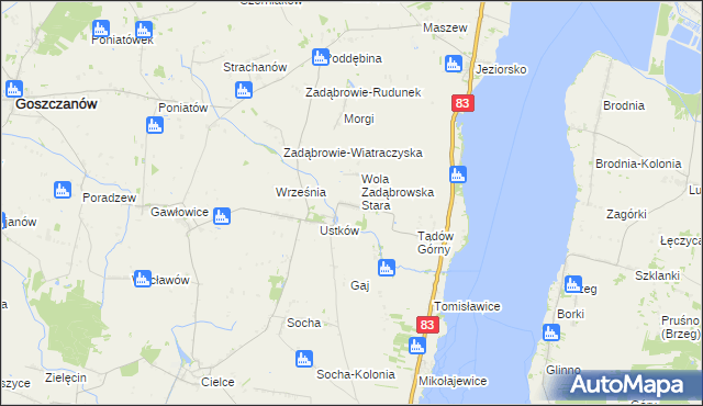 mapa Wola Zadąbrowska, Wola Zadąbrowska na mapie Targeo