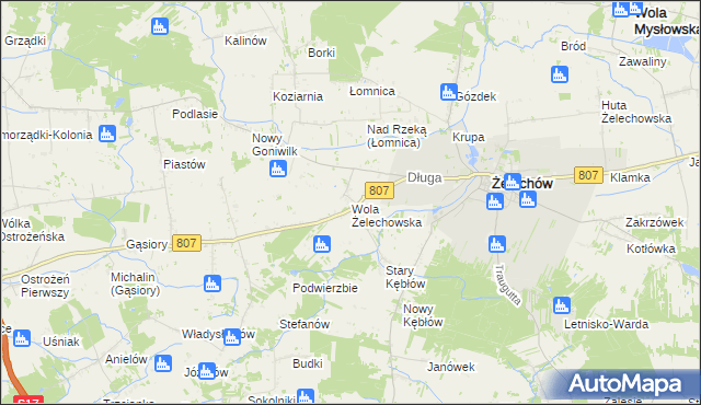 mapa Wola Żelechowska, Wola Żelechowska na mapie Targeo