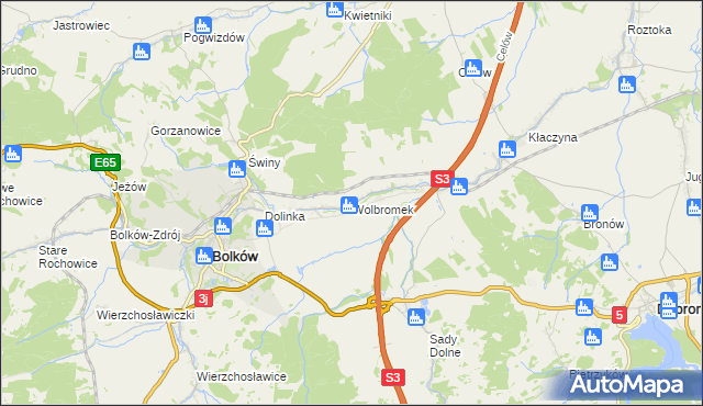 mapa Wolbromek, Wolbromek na mapie Targeo