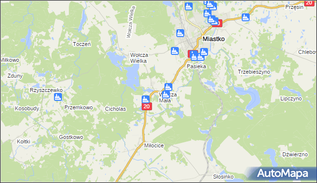 mapa Wołcza Mała, Wołcza Mała na mapie Targeo