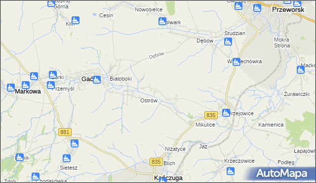mapa Wolica gmina Gać, Wolica gmina Gać na mapie Targeo