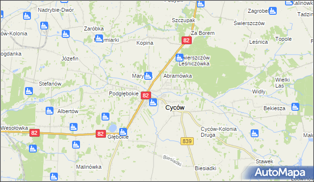 mapa Wólka Cycowska, Wólka Cycowska na mapie Targeo