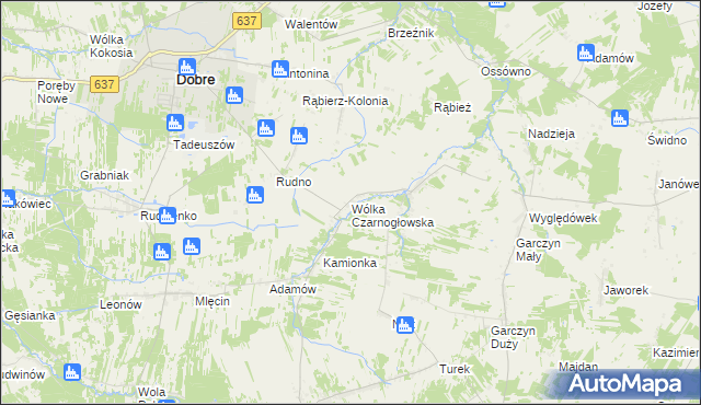 mapa Wólka Czarnogłowska, Wólka Czarnogłowska na mapie Targeo