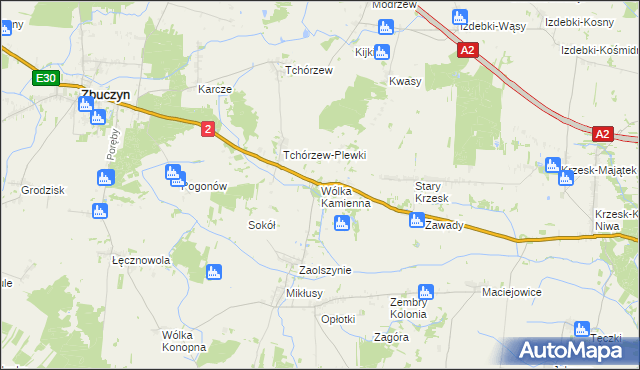 mapa Wólka Kamienna, Wólka Kamienna na mapie Targeo