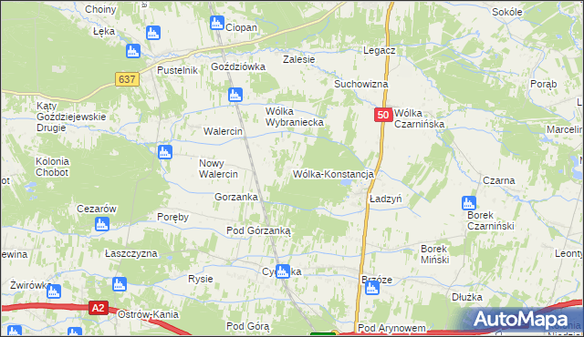 mapa Wólka-Konstancja, Wólka-Konstancja na mapie Targeo