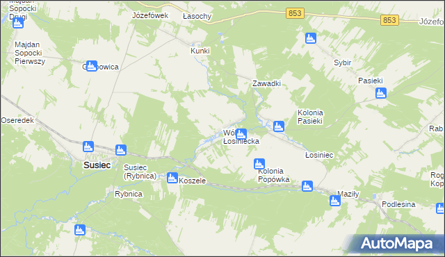 mapa Wólka Łosiniecka, Wólka Łosiniecka na mapie Targeo