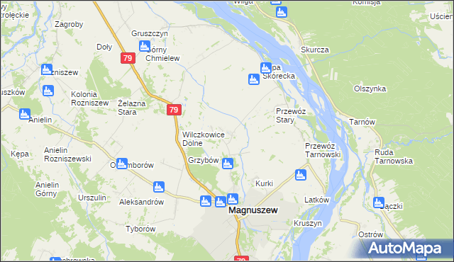 mapa Wólka Tarnowska gmina Magnuszew, Wólka Tarnowska gmina Magnuszew na mapie Targeo